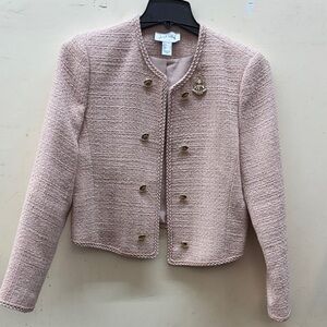Joseph Ribkoff Pink Tweed Blazer with Gold Buttons